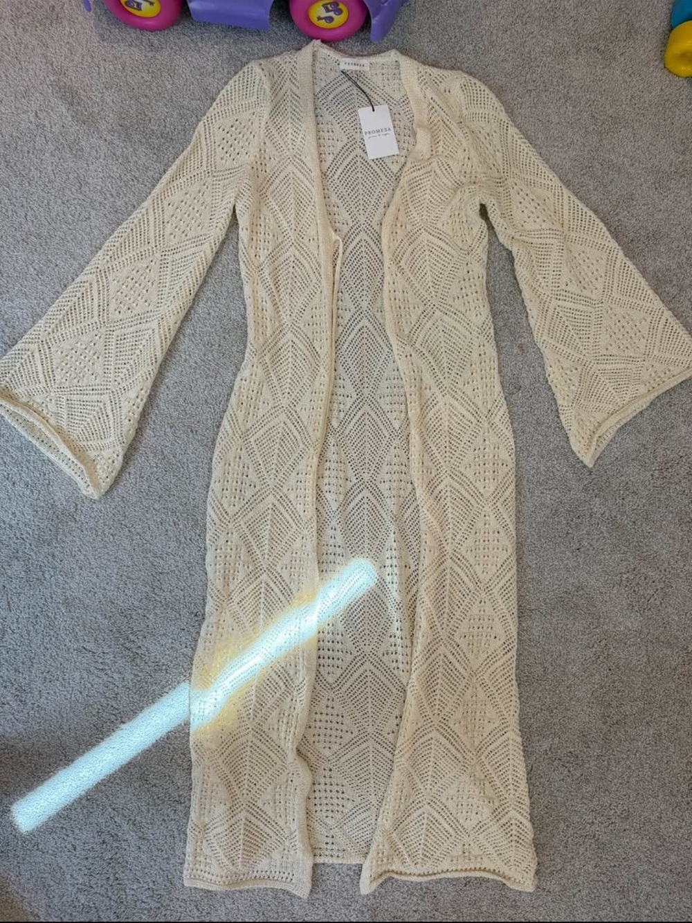 Promesa Cream Open-Knit Sweater Cardigan